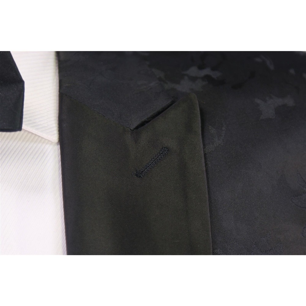 Barabas Black Tone Floral Camo Peak Lapel Tuxedo Dinner Jacket Formal Blazer 46R - Picture 5 of 8
